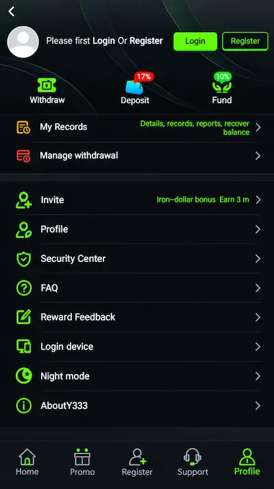 Y333 Game Profile Section